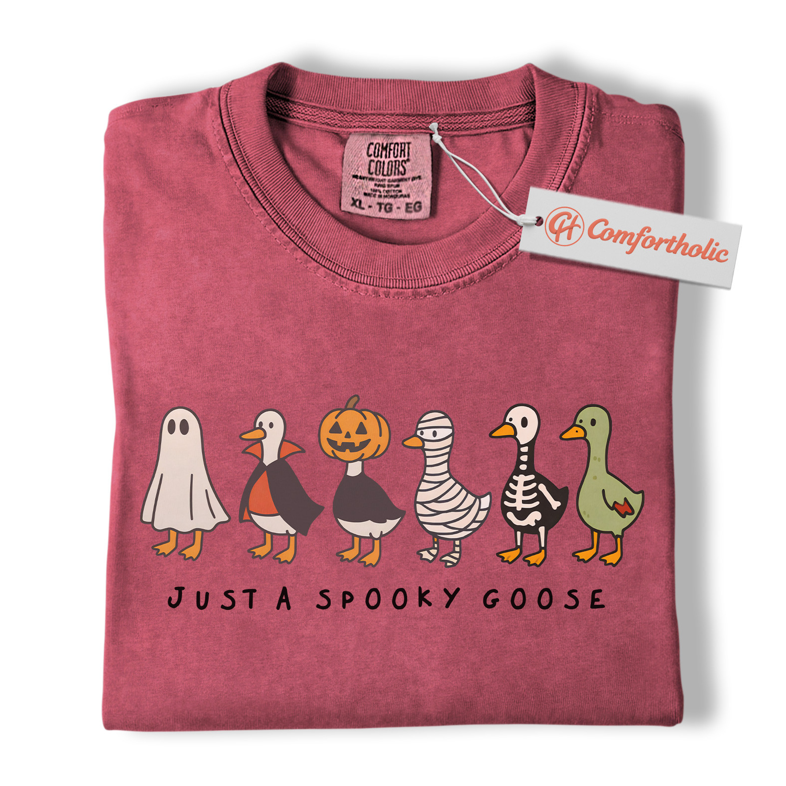 Just a Spooky Goose Shirt, Funny Goose T-Shirt, Cute Farm Animal Costume Tee, Fall Gift for Goose Lovers, Halloween Comfort Colors Shirt - Image 18