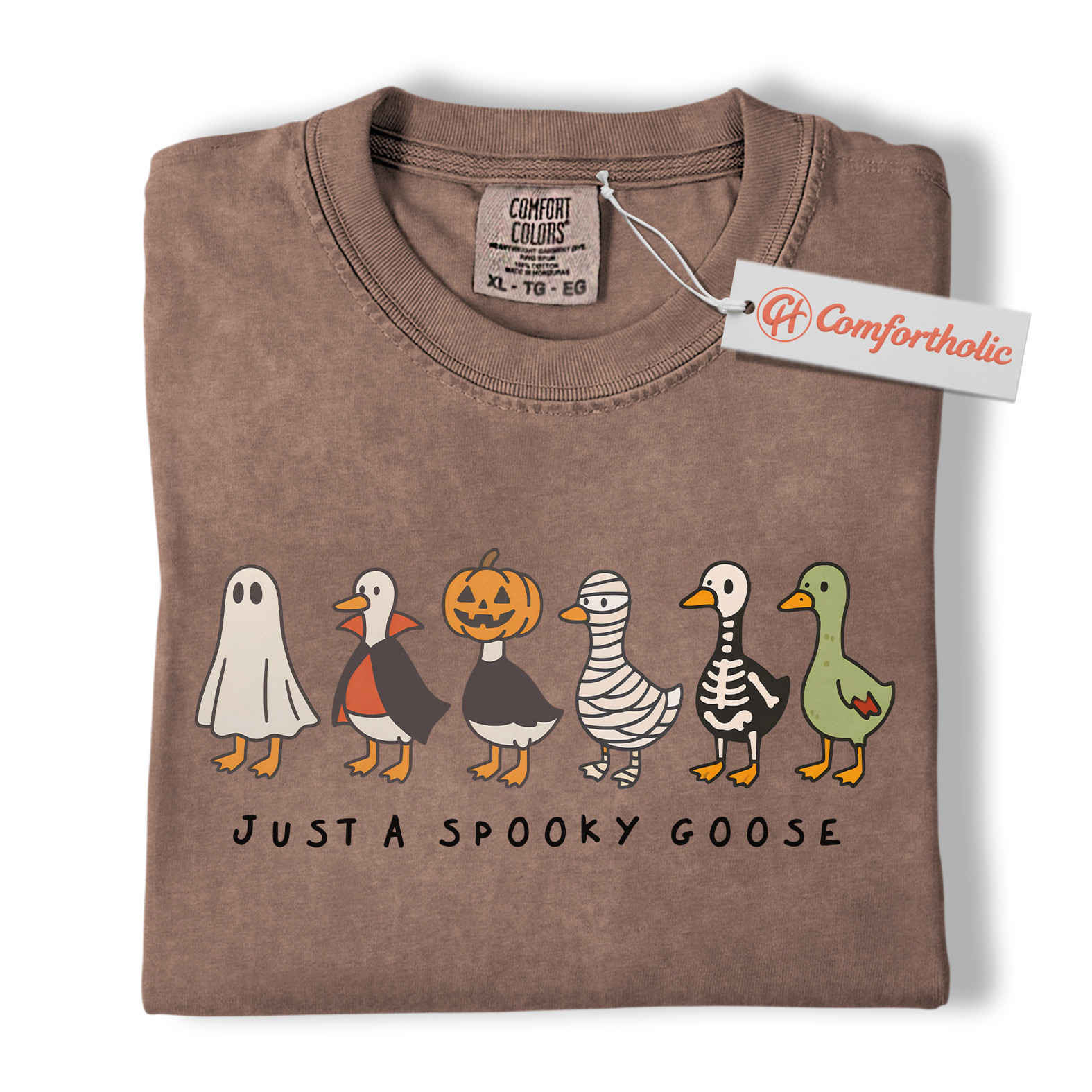 Just a Spooky Goose Shirt, Funny Goose T-Shirt, Cute Farm Animal Costume Tee, Fall Gift for Goose Lovers, Halloween Comfort Colors Shirt - Image 19