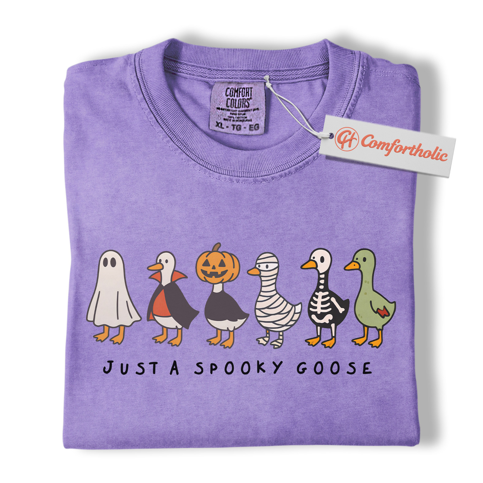 Just a Spooky Goose Shirt, Funny Goose T-Shirt, Cute Farm Animal Costume Tee, Fall Gift for Goose Lovers, Halloween Comfort Colors Shirt - Image 20