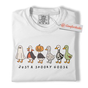 Alternative view of Just a Spooky Goose Shirt, Funny Goose T-Shirt, Cute Farm Animal Costume Tee, Fall Gift for Goose Lovers, Halloween Comfort Colors Shirt