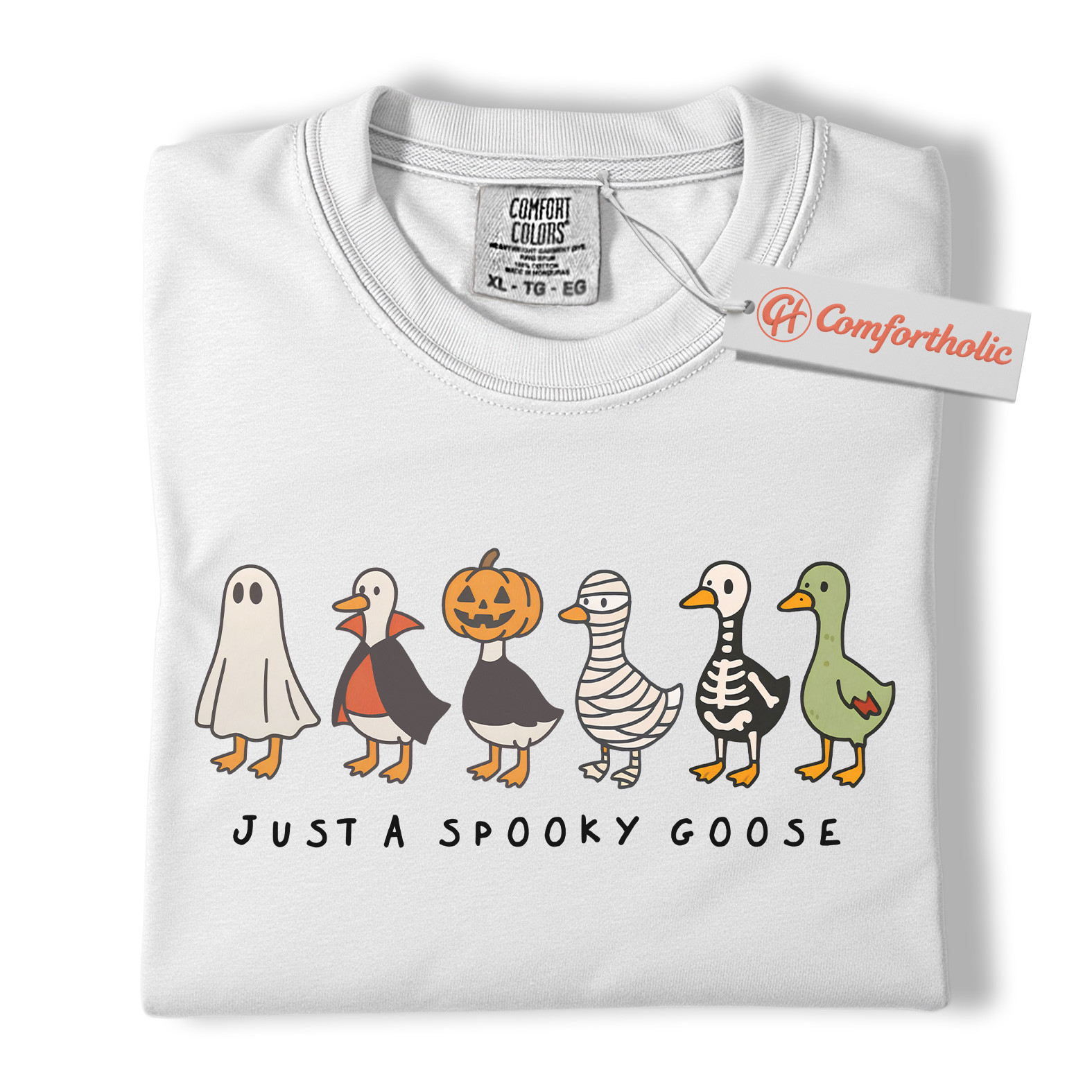 Just a Spooky Goose Shirt, Funny Goose T-Shirt, Cute Farm Animal Costume Tee, Fall Gift for Goose Lovers, Halloween Comfort Colors Shirt - Image 2