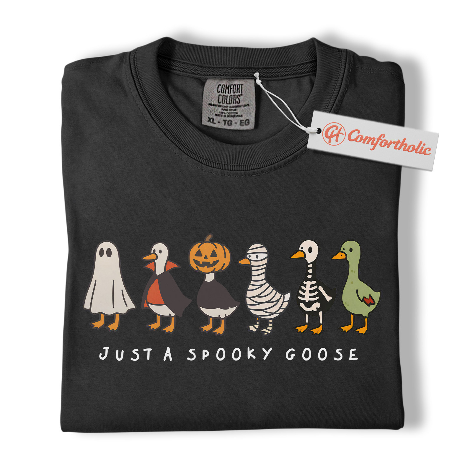 Just a Spooky Goose Shirt, Funny Goose T-Shirt, Cute Farm Animal Costume Tee, Fall Gift for Goose Lovers, Halloween Comfort Colors Shirt - Image 3