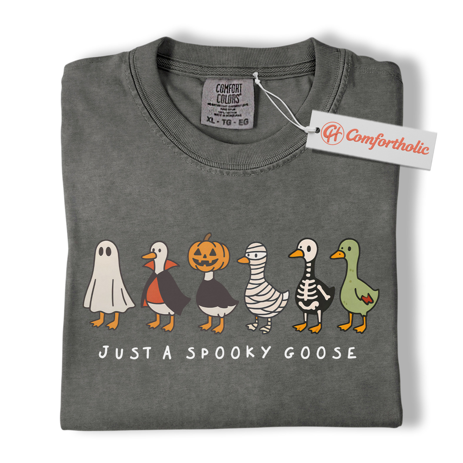 Just a Spooky Goose Shirt, Funny Goose T-Shirt, Cute Farm Animal Costume Tee, Fall Gift for Goose Lovers, Halloween Comfort Colors Shirt - Image 4