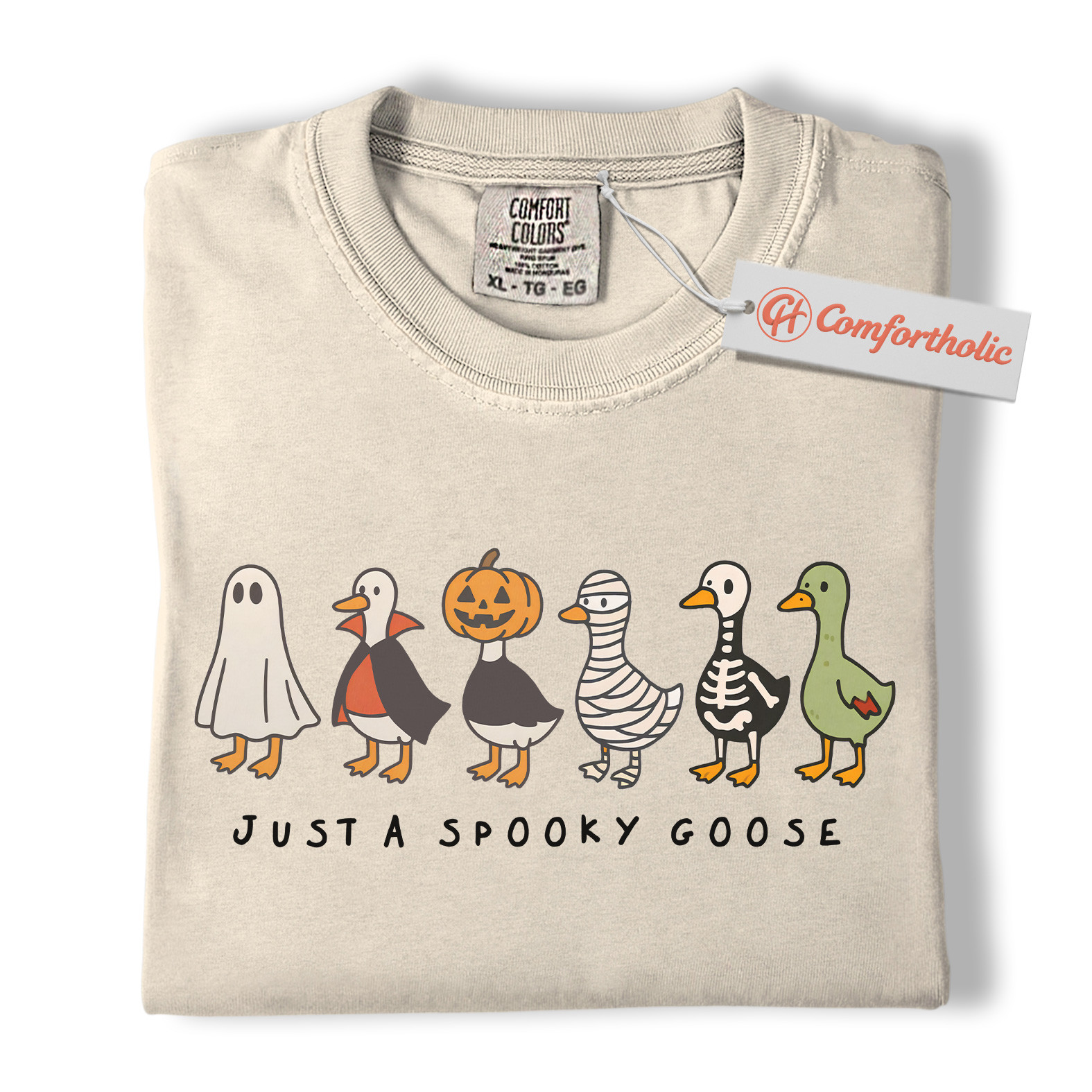 Just a Spooky Goose Shirt, Funny Goose T-Shirt, Cute Farm Animal Costume Tee, Fall Gift for Goose Lovers, Halloween Comfort Colors Shirt - Image 5