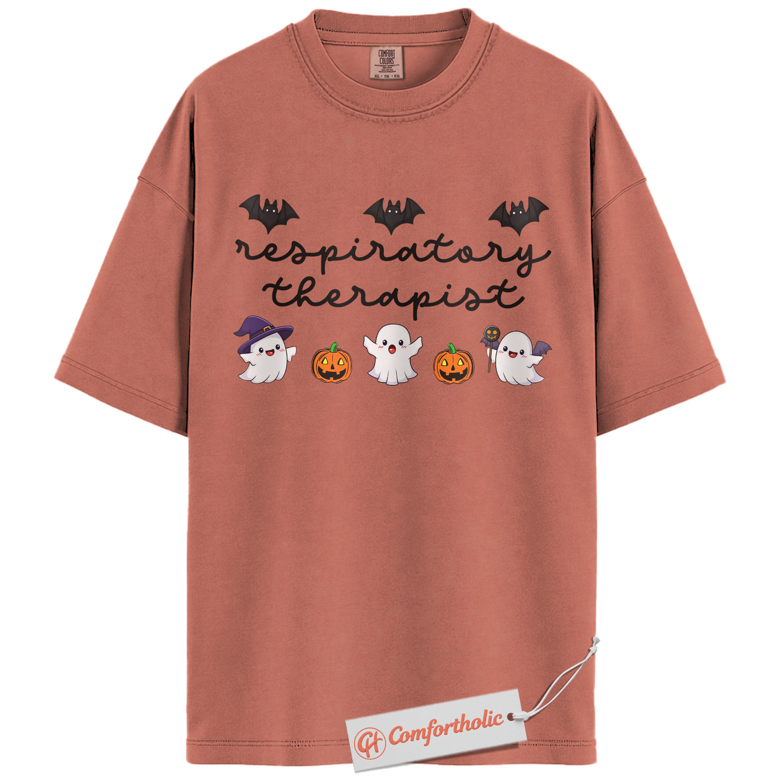 Respiratory Therapist Halloween Shirt, Cute Ghost and Pumpkin T-Shirt, Spooky Medical Worker Graphic Tee, Fall Gift for RTs, Halloween Comfort Colors Shirt