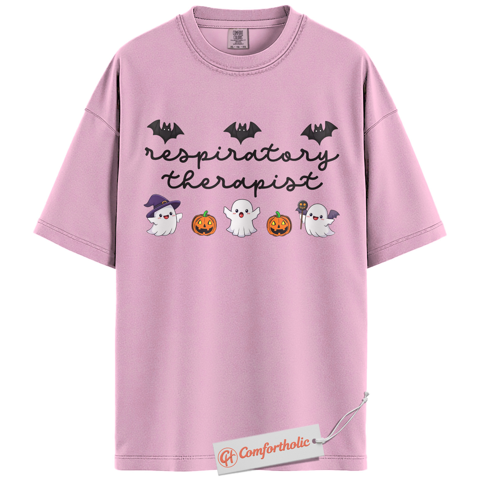 Respiratory Therapist Halloween Shirt, Cute Ghost and Pumpkin T-Shirt, Spooky Medical Worker Graphic Tee, Fall Gift for RTs, Halloween Comfort Colors Shirt - Image 8
