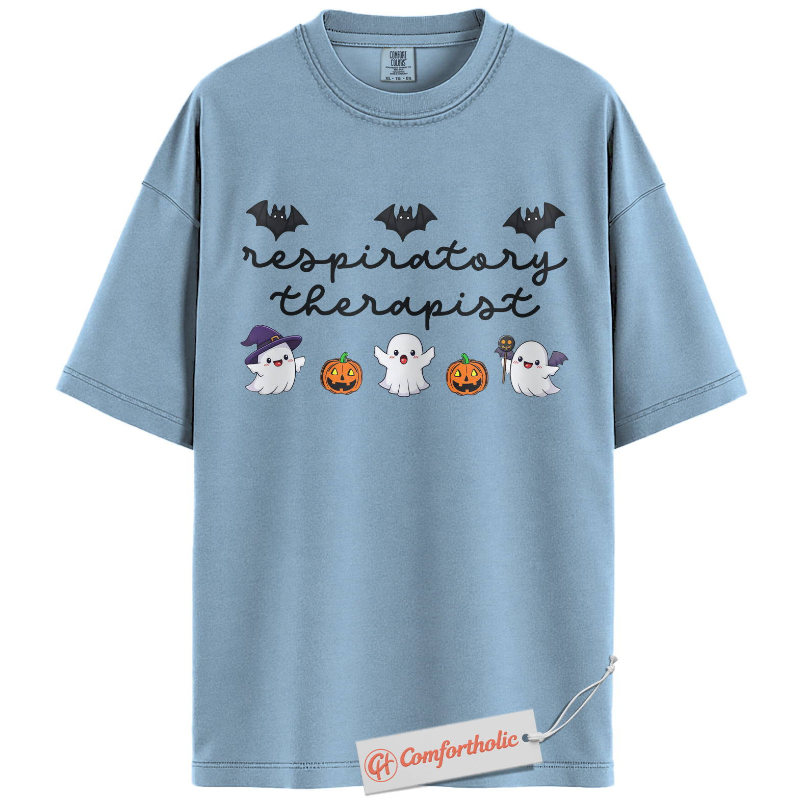 Respiratory Therapist Halloween Shirt, Cute Ghost and Pumpkin T-Shirt, Spooky Medical Worker Graphic Tee, Fall Gift for RTs, Halloween Comfort Colors Shirt - Image 14