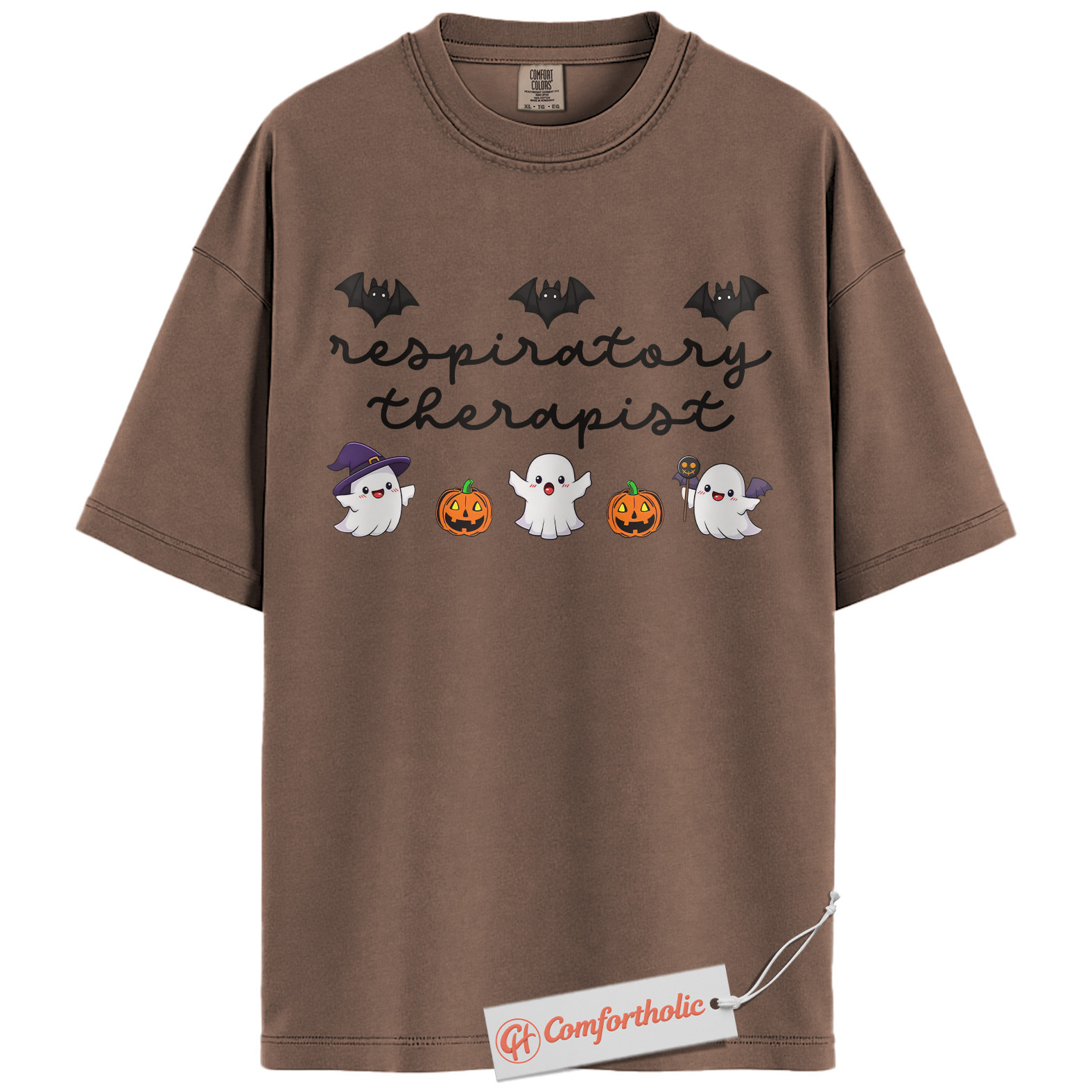 Respiratory Therapist Halloween Shirt, Cute Ghost and Pumpkin T-Shirt, Spooky Medical Worker Graphic Tee, Fall Gift for RTs, Halloween Comfort Colors Shirt - Image 19