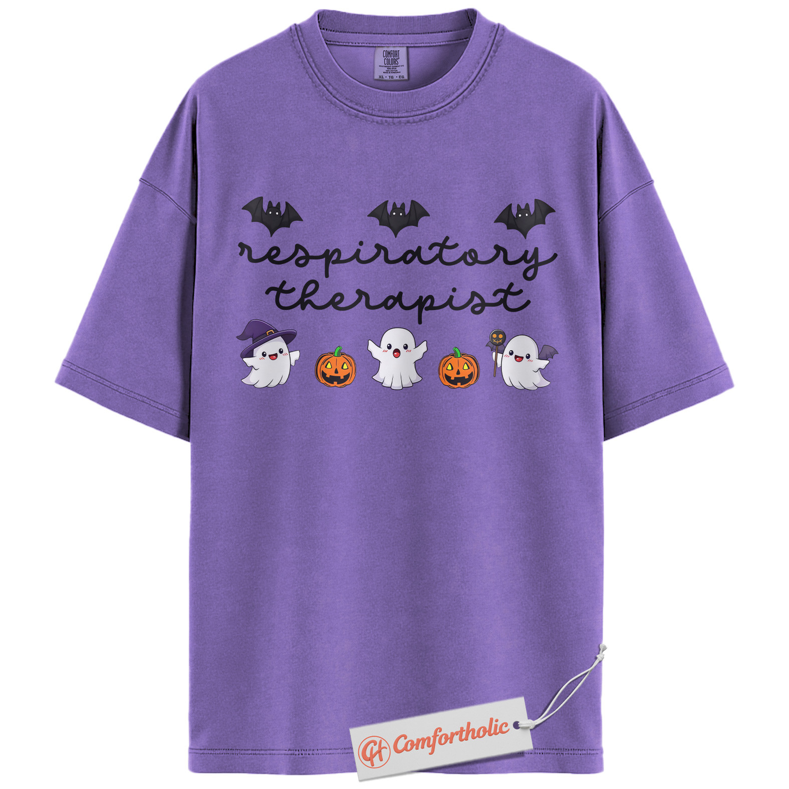 Respiratory Therapist Halloween Shirt, Cute Ghost and Pumpkin T-Shirt, Spooky Medical Worker Graphic Tee, Fall Gift for RTs, Halloween Comfort Colors Shirt - Image 20