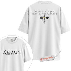 Alternative view of Xaddy Xaden Riorson Shirt, Fourth Wing Quote T-Shirt, Save a Dragon Ride a Wingleader Tee, Romantic Fantasy Book Lover Gift, Fourth Wing Comfort Colors Shirt 2-Sided