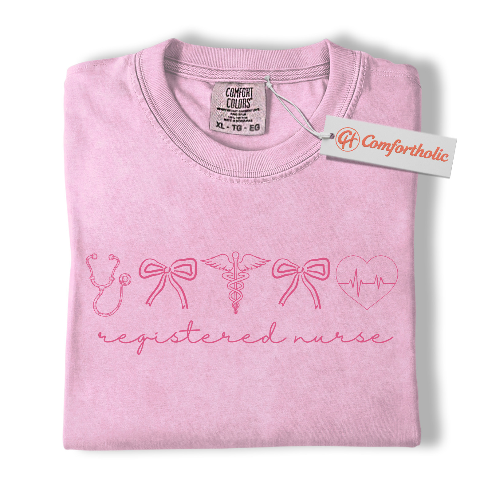 Registered Nurse Shirt, Cute Stethoscope and Bow T-Shirt, Medical Worker Graphic Tee, Gift for RNs, Nurse Comfort Colors Shirt - Image 8
