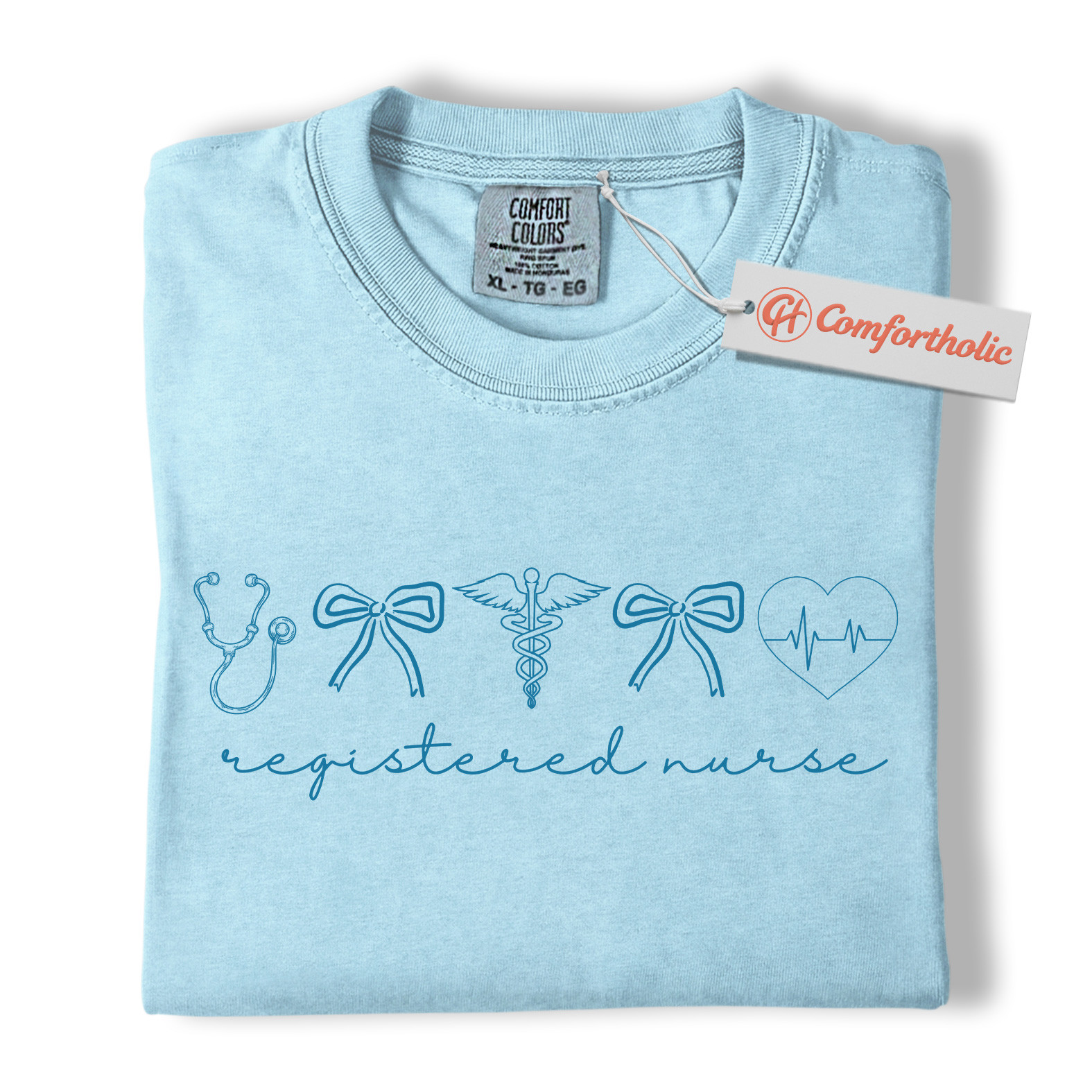 Registered Nurse Shirt, Cute Stethoscope and Bow T-Shirt, Medical Worker Graphic Tee, Gift for RNs, Nurse Comfort Colors Shirt - Image 14