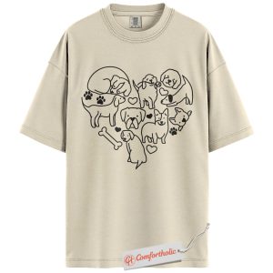 Dog Lover Heart Shirt, Cute Puppy Outline T-Shirt, Pet Owner Graphic Tee, Gift for Dog Moms & Dads, Animal Rescue Comfort Colors Shirt