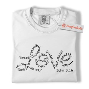 Alternative view of John 3:16 Love Shirt, Bible Verse T-Shirt, For God So Loved the World Christian Tee, Religious Gift, Faith Comfort Colors Shirt