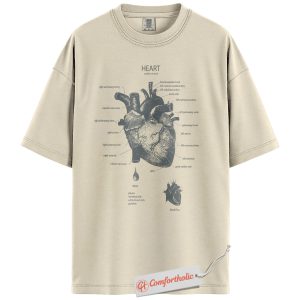 Anatomical Heart Shirt, Human Heart Anatomy T-Shirt, Cardiology Medical Graphic Tee, Biology Educational Comfort Colors Shirt