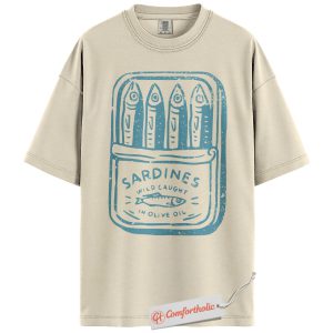 Sardines Shirt, Funny Canned Fish Graphic T-Shirt, Retro Seafood Lover Tee, Coastal Gift for Foodies, Vintage Comfort Colors Shirt