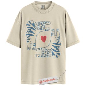 Cat Heart Shirt, Whimsical Feline Love T-Shirt, Cute Kitty Graphic Tee, Artistic Gift for Cat Lovers, Pet Lover Comfort Colors Shirt