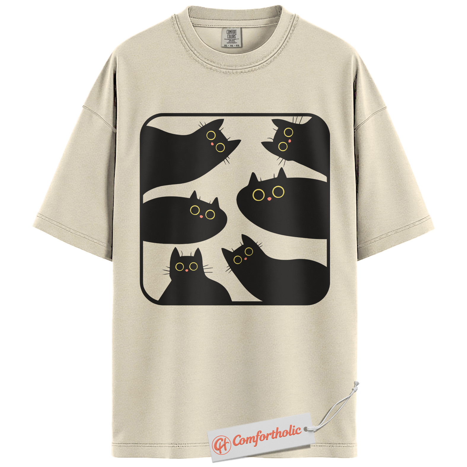 Black Cat Shirt, Minimalist Kitty Silhouette T-Shirt, Cute Pet Graphic Tee, Gift for Cat Lovers, Cat Mom Comfort Colors Shirt - Image 5