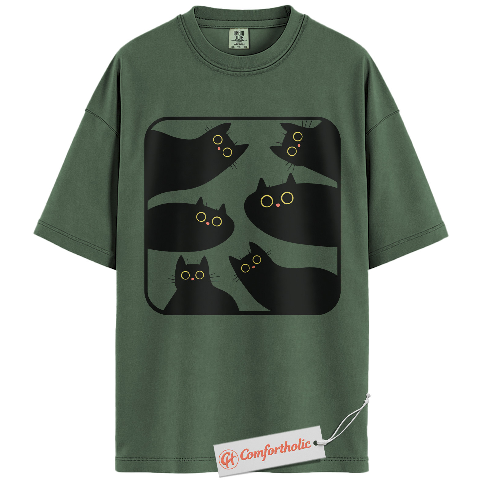 Black Cat Shirt, Minimalist Kitty Silhouette T-Shirt, Cute Pet Graphic Tee, Gift for Cat Lovers, Cat Mom Comfort Colors Shirt - Image 6