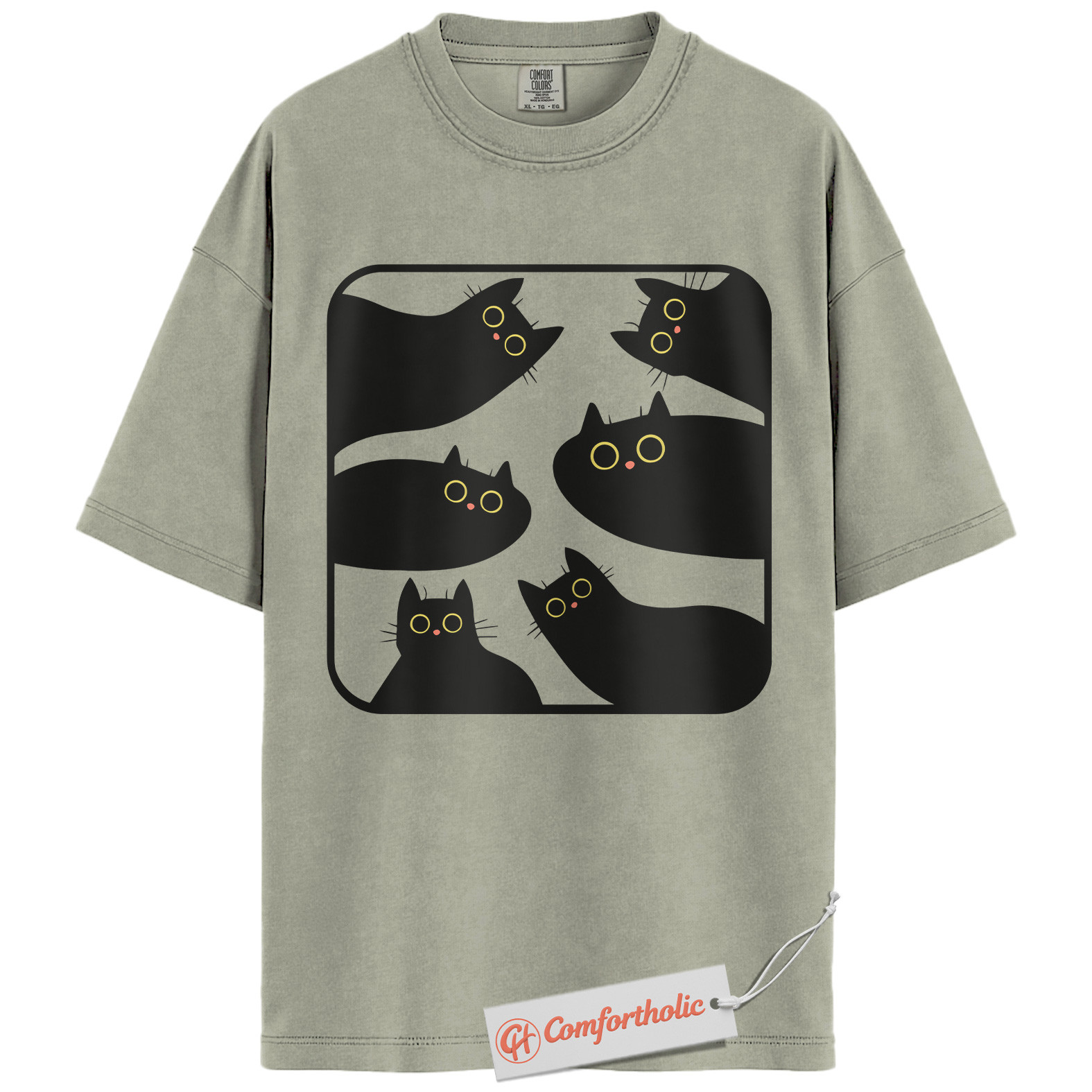 Black Cat Shirt, Minimalist Kitty Silhouette T-Shirt, Cute Pet Graphic Tee, Gift for Cat Lovers, Cat Mom Comfort Colors Shirt - Image 7