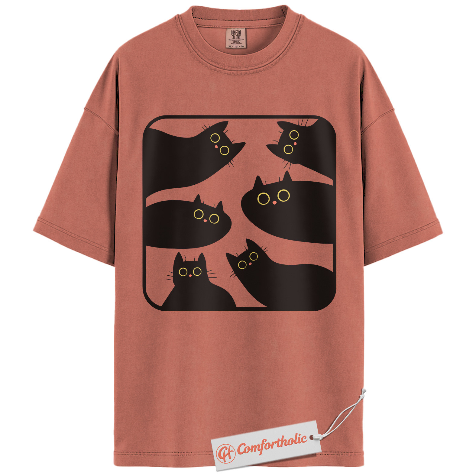 Black Cat Shirt, Minimalist Kitty Silhouette T-Shirt, Cute Pet Graphic Tee, Gift for Cat Lovers, Cat Mom Comfort Colors Shirt