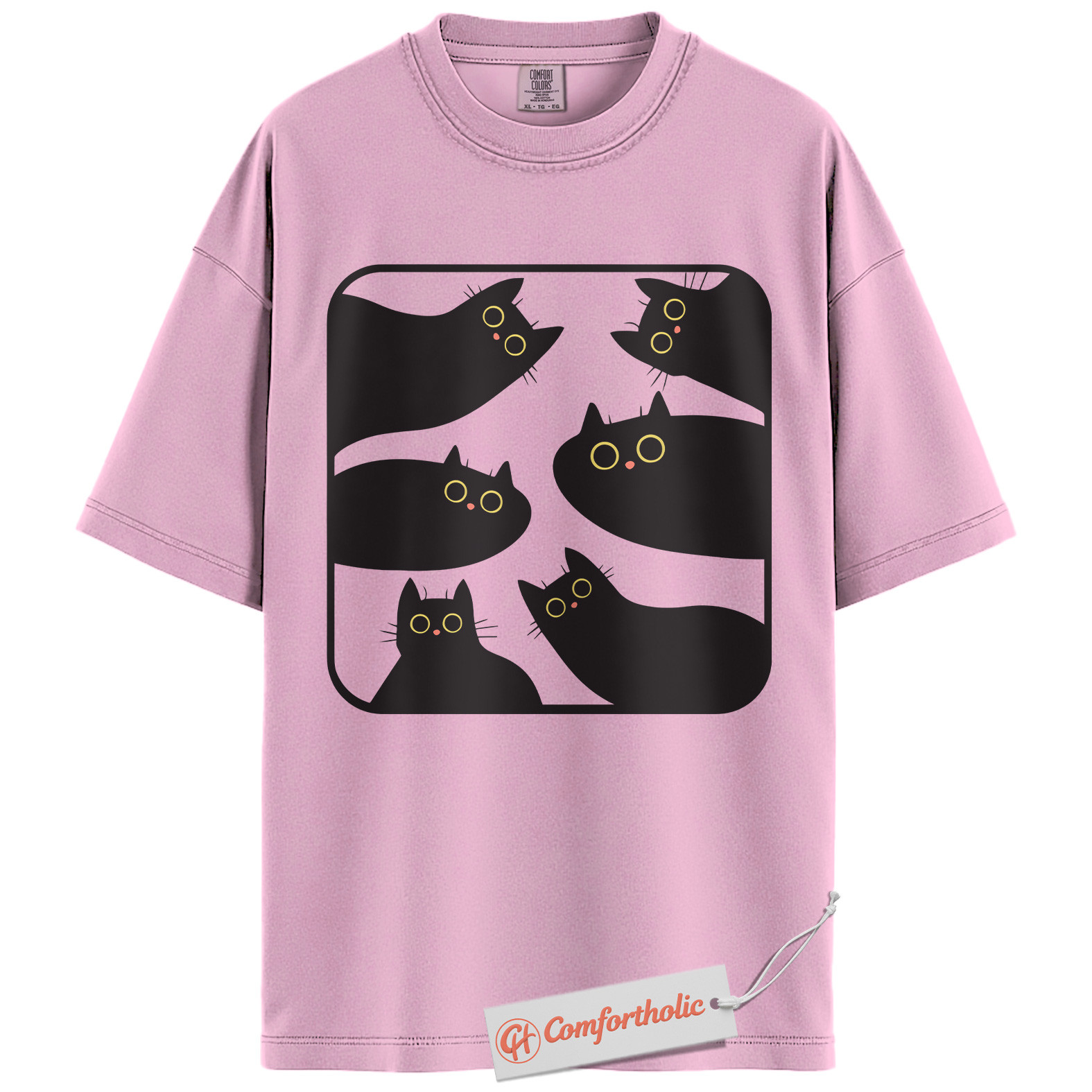 Black Cat Shirt, Minimalist Kitty Silhouette T-Shirt, Cute Pet Graphic Tee, Gift for Cat Lovers, Cat Mom Comfort Colors Shirt - Image 8