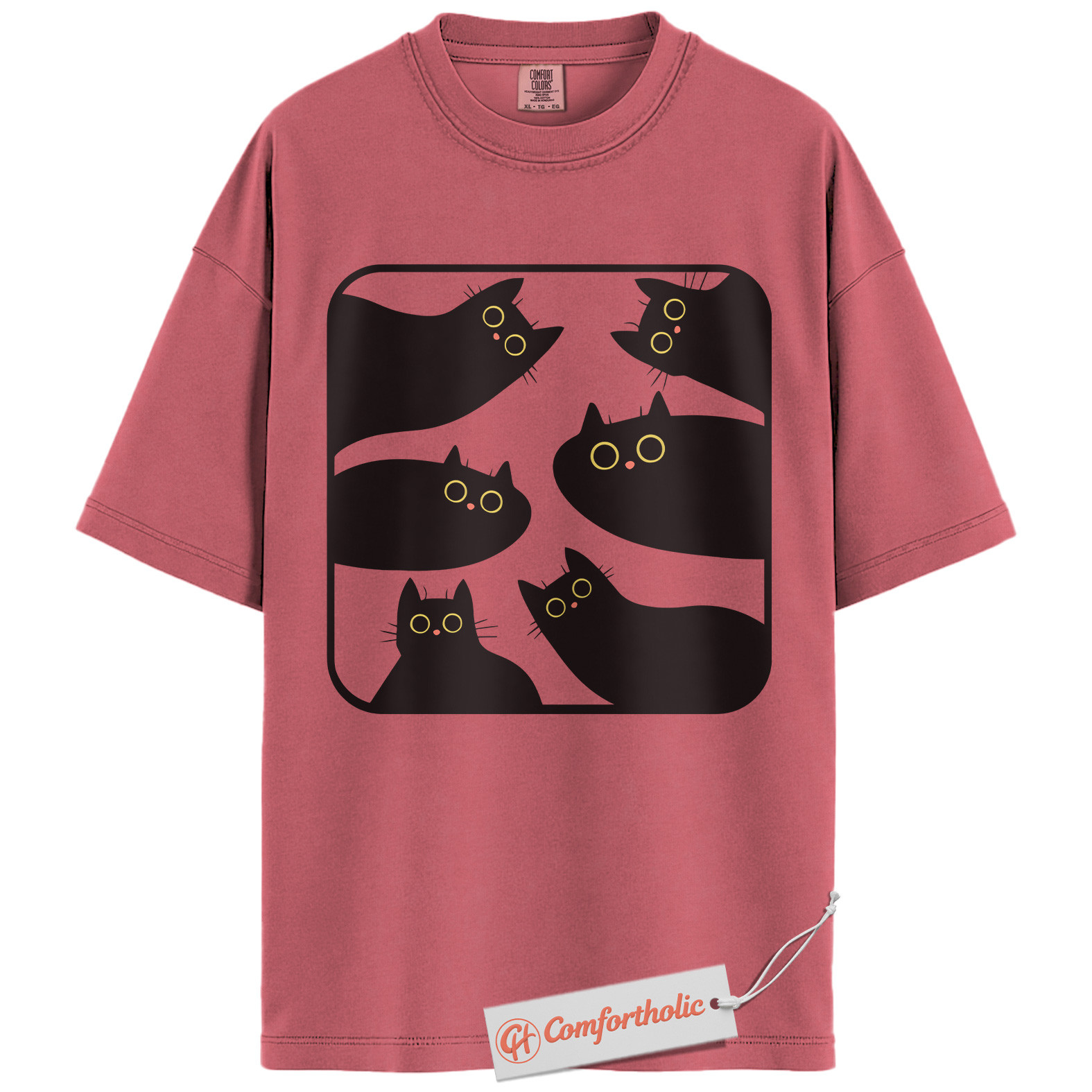 Black Cat Shirt, Minimalist Kitty Silhouette T-Shirt, Cute Pet Graphic Tee, Gift for Cat Lovers, Cat Mom Comfort Colors Shirt - Image 9