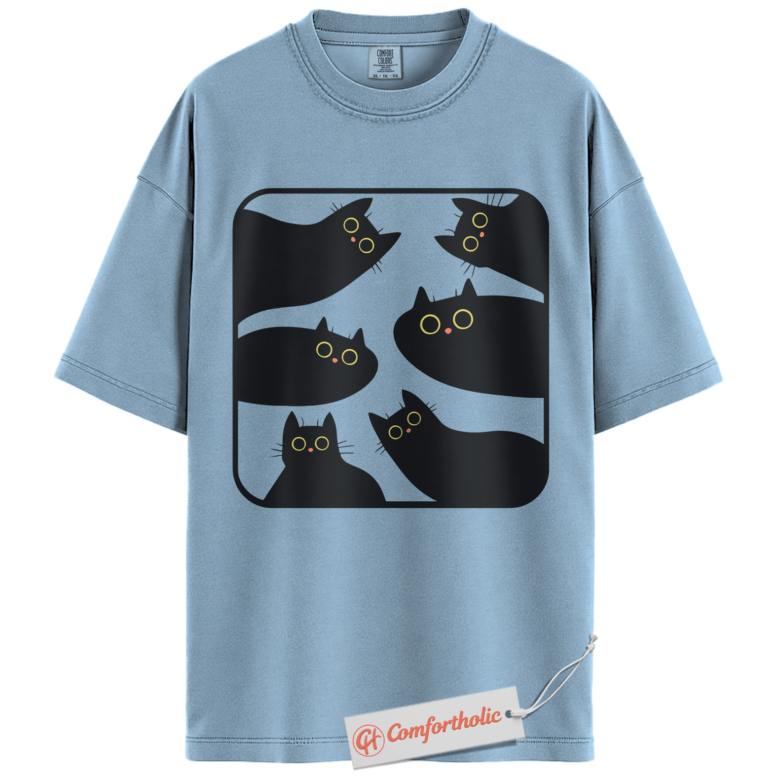 Black Cat Shirt, Minimalist Kitty Silhouette T-Shirt, Cute Pet Graphic Tee, Gift for Cat Lovers, Cat Mom Comfort Colors Shirt - Image 14