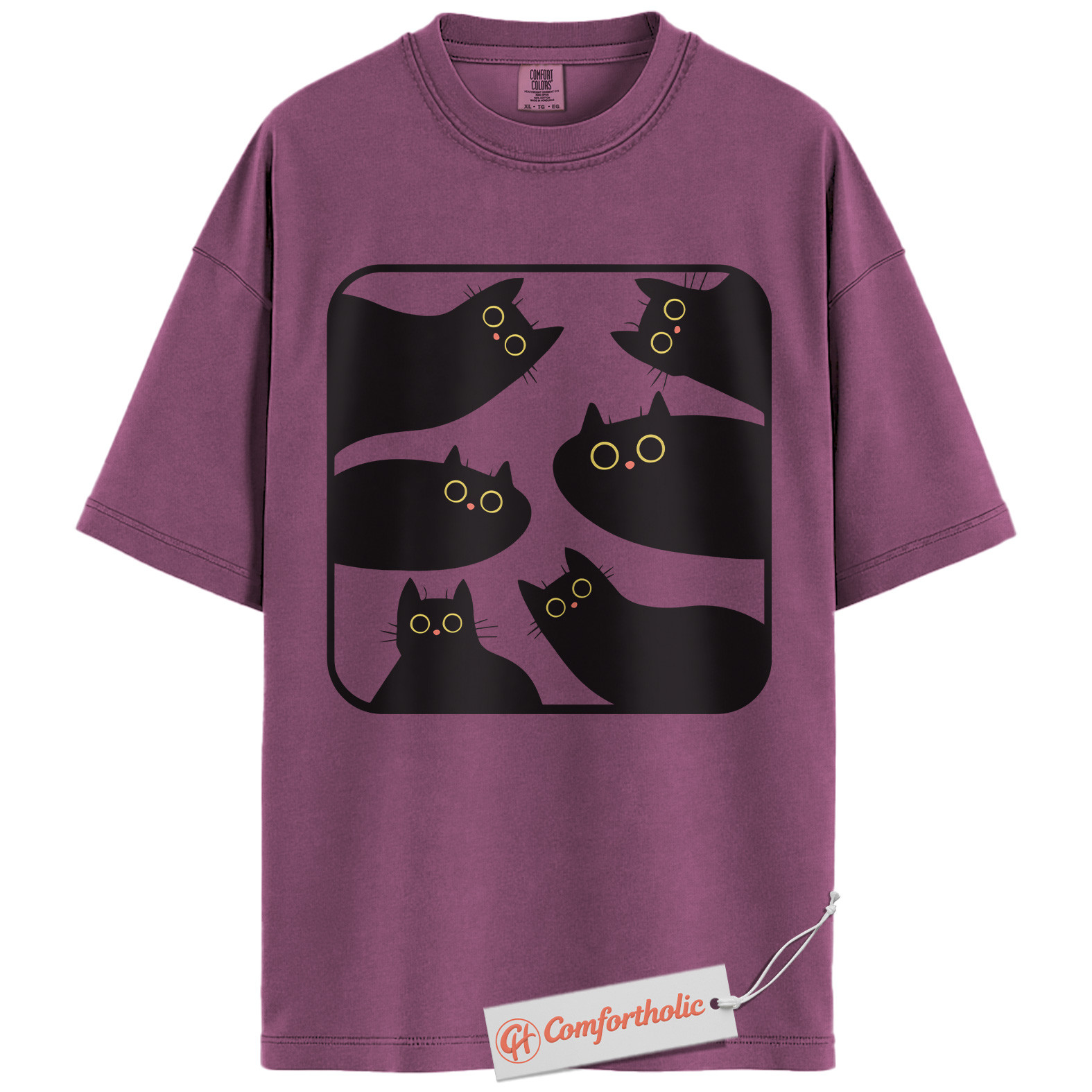 Black Cat Shirt, Minimalist Kitty Silhouette T-Shirt, Cute Pet Graphic Tee, Gift for Cat Lovers, Cat Mom Comfort Colors Shirt - Image 15