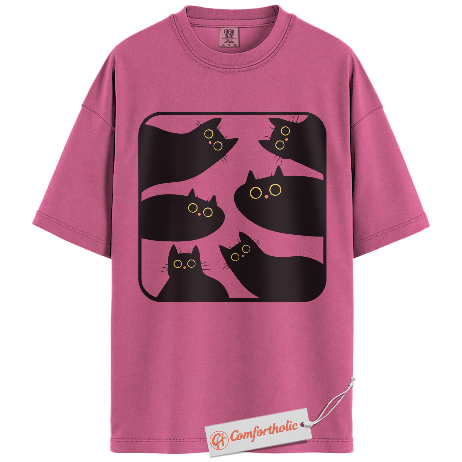 Black Cat Shirt, Minimalist Kitty Silhouette T-Shirt, Cute Pet Graphic Tee, Gift for Cat Lovers, Cat Mom Comfort Colors Shirt - Image 16