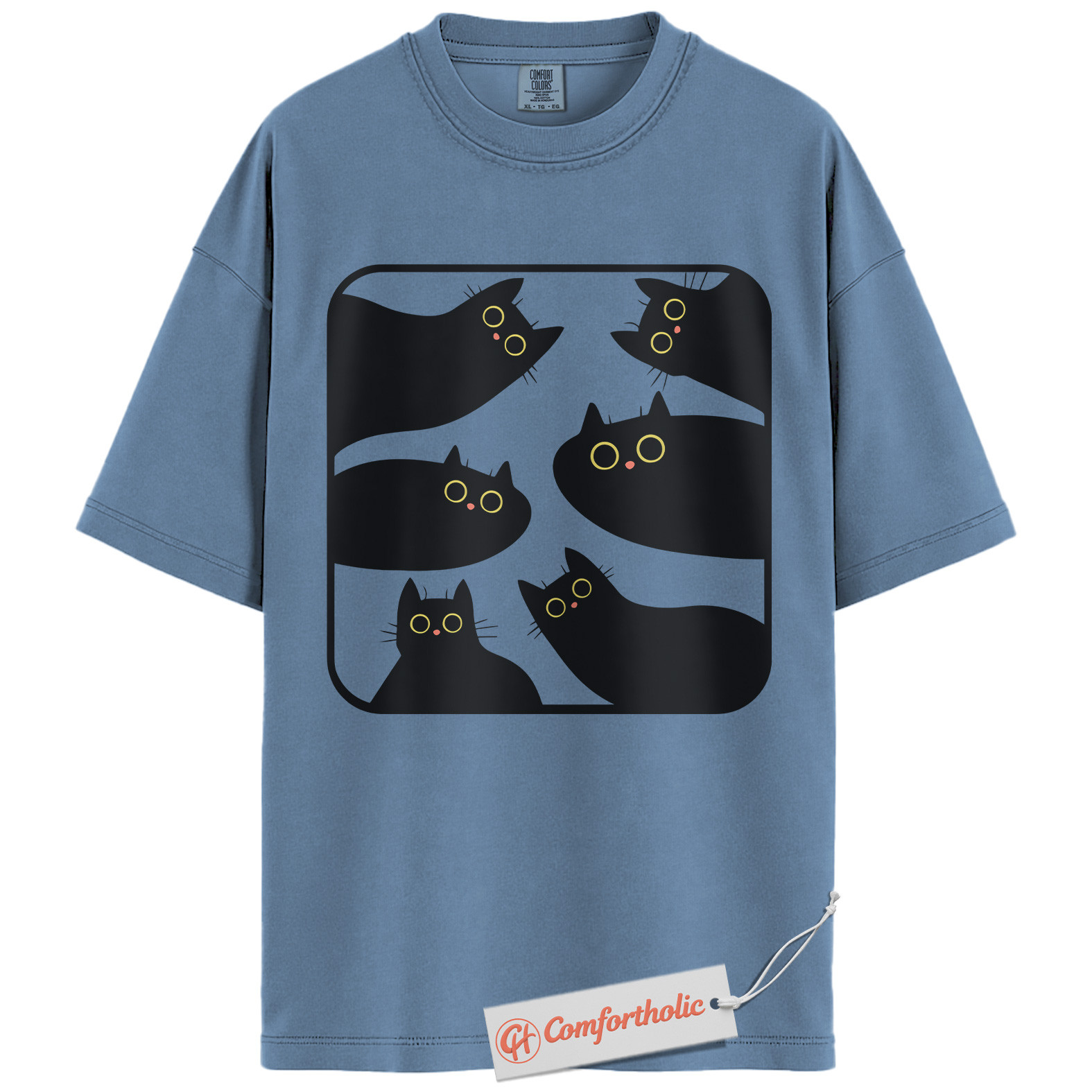 Black Cat Shirt, Minimalist Kitty Silhouette T-Shirt, Cute Pet Graphic Tee, Gift for Cat Lovers, Cat Mom Comfort Colors Shirt - Image 17