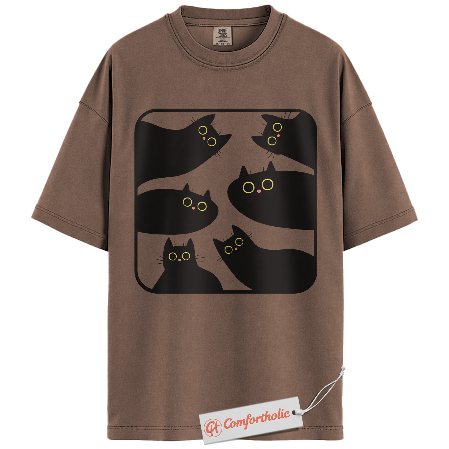 Black Cat Shirt, Minimalist Kitty Silhouette T-Shirt, Cute Pet Graphic Tee, Gift for Cat Lovers, Cat Mom Comfort Colors Shirt - Image 19