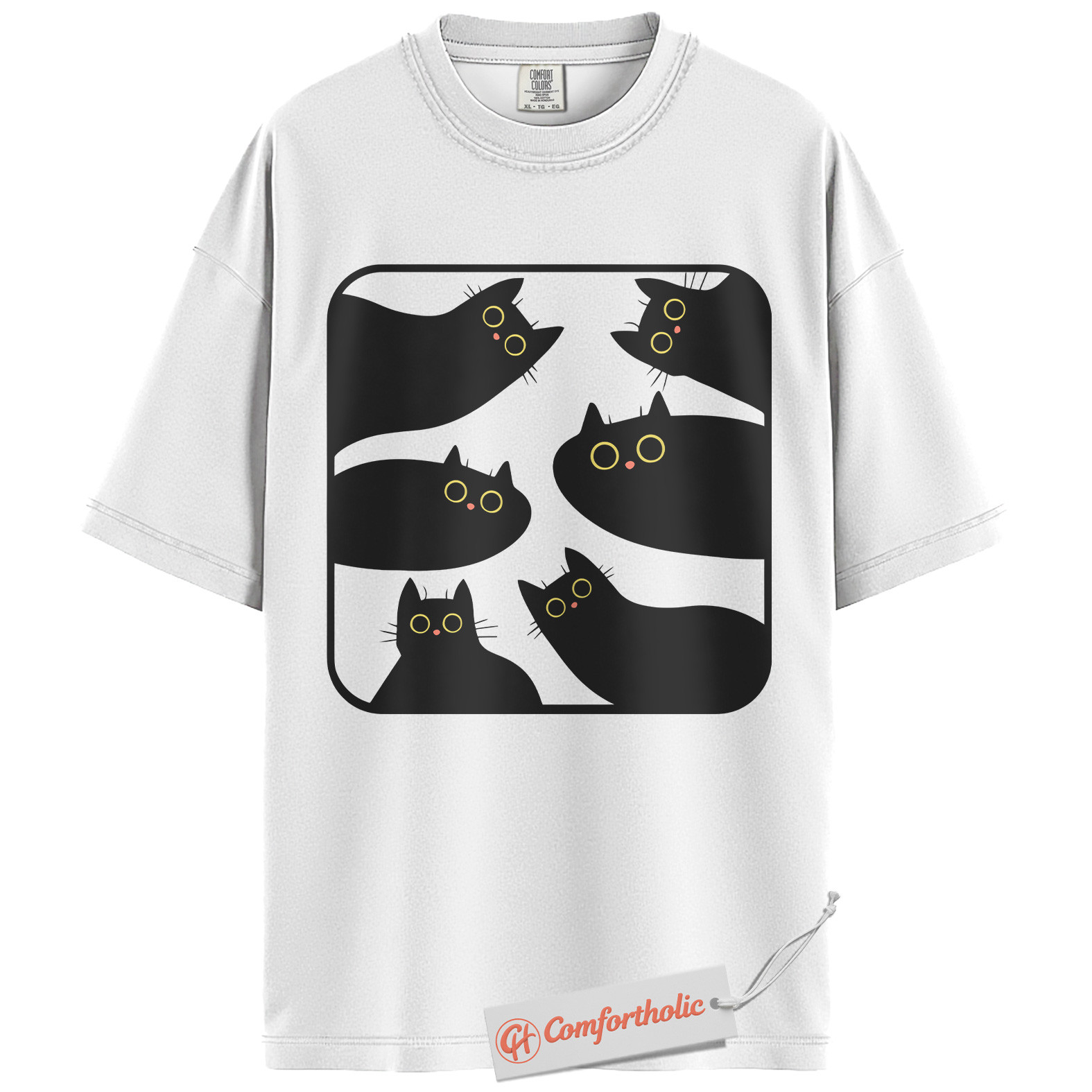 Black Cat Shirt, Minimalist Kitty Silhouette T-Shirt, Cute Pet Graphic Tee, Gift for Cat Lovers, Cat Mom Comfort Colors Shirt - Image 2