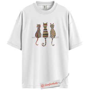 Alternative view of Colorful Cat Shirt, Abstract Pattern Kitty T-Shirt, Artistic Feline Graphic Tee, Gift for Cat Lovers, Pet Mom Comfort Colors Shirt