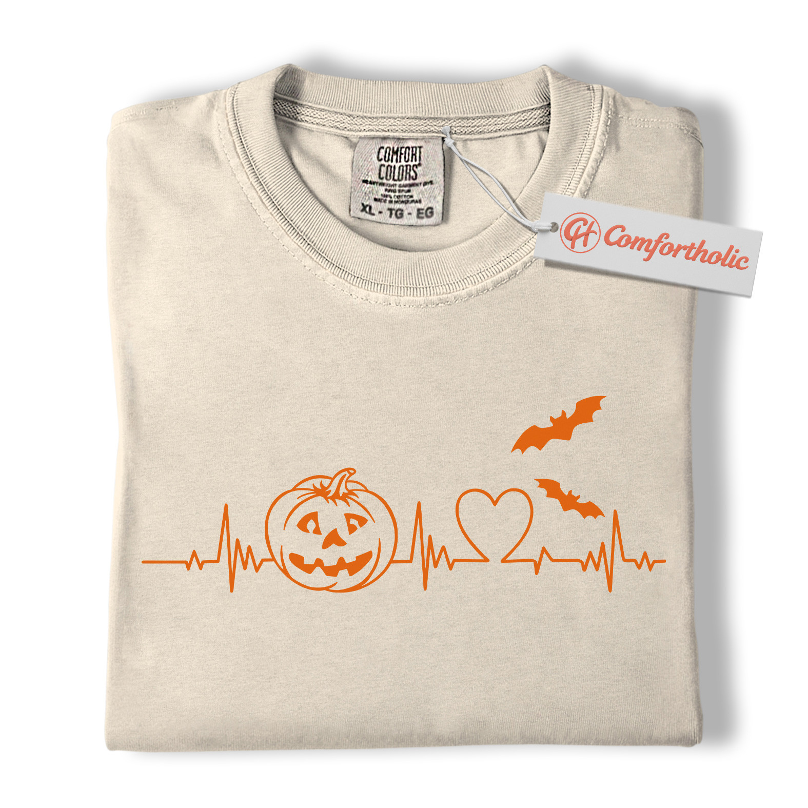 Halloween Heartbeat Shirt, Pumpkin Jack O’Lantern T-Shirt, Spooky ECG Graphic Tee, Cute Halloween Gift for Nurses & Fall Lovers, Medical Comfort Colors Shirt - Image 5