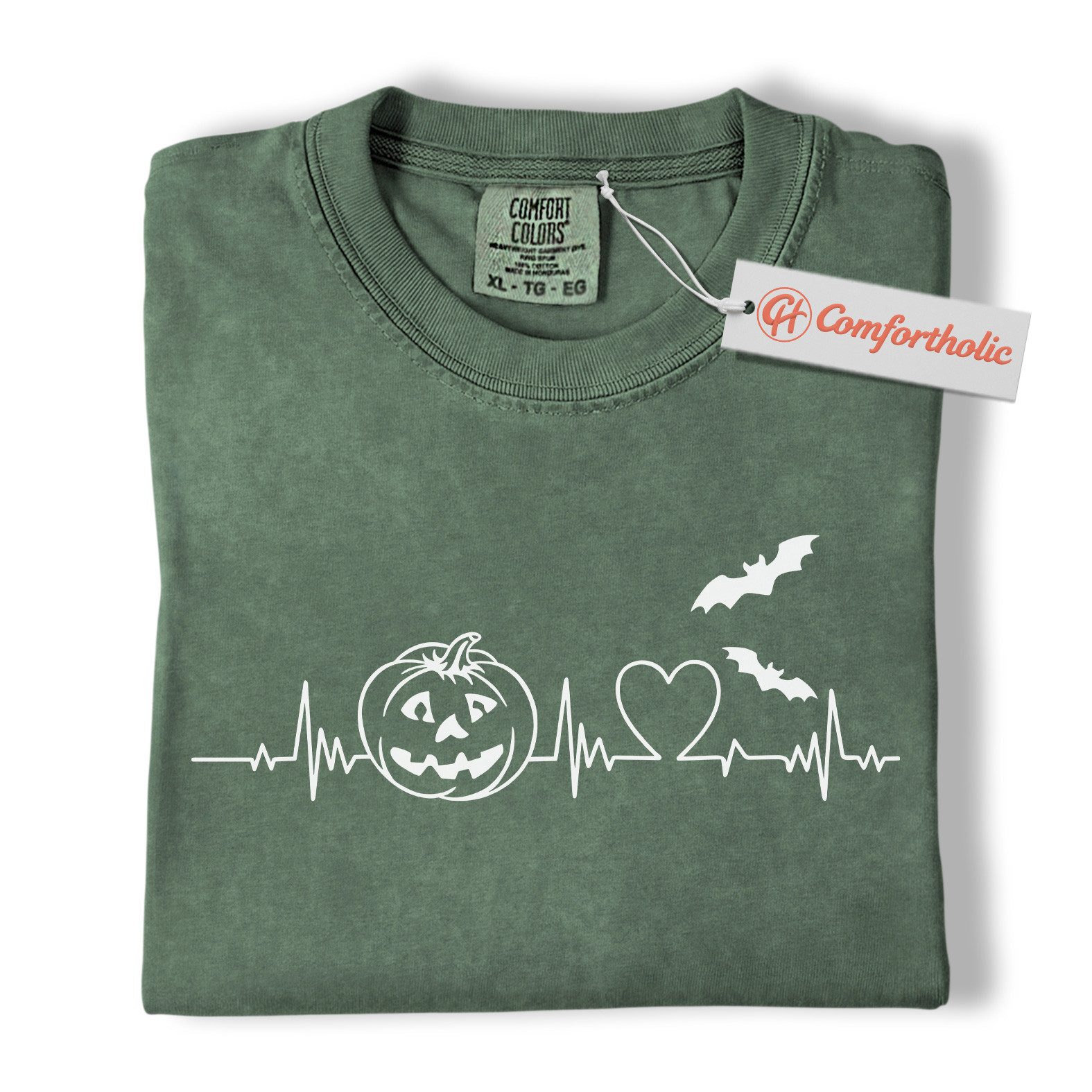 Halloween Heartbeat Shirt, Pumpkin Jack O’Lantern T-Shirt, Spooky ECG Graphic Tee, Cute Halloween Gift for Nurses & Fall Lovers, Medical Comfort Colors Shirt - Image 6