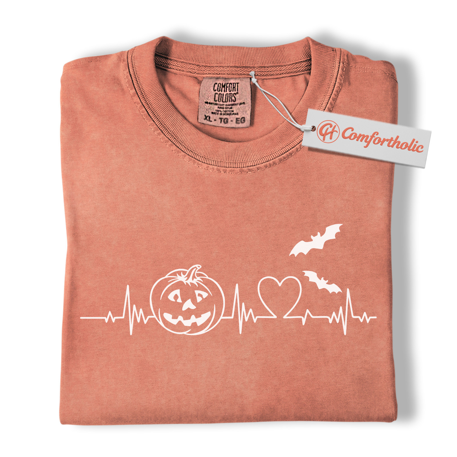 Halloween Heartbeat Shirt, Pumpkin Jack O’Lantern T-Shirt, Spooky ECG Graphic Tee, Cute Halloween Gift for Nurses & Fall Lovers, Medical Comfort Colors Shirt