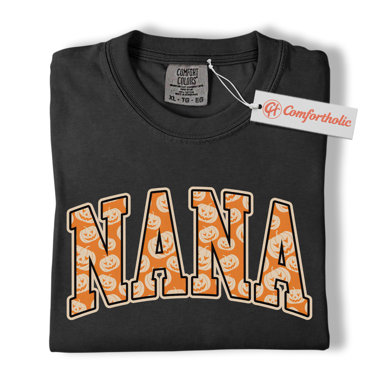 Halloween Nana Shirt, Cute Pumpkin Face T-Shirt, Fun Grandma Graphic Tee, Spooky October Gift for Nana, Fall Comfort Colors Shirt - Image 3