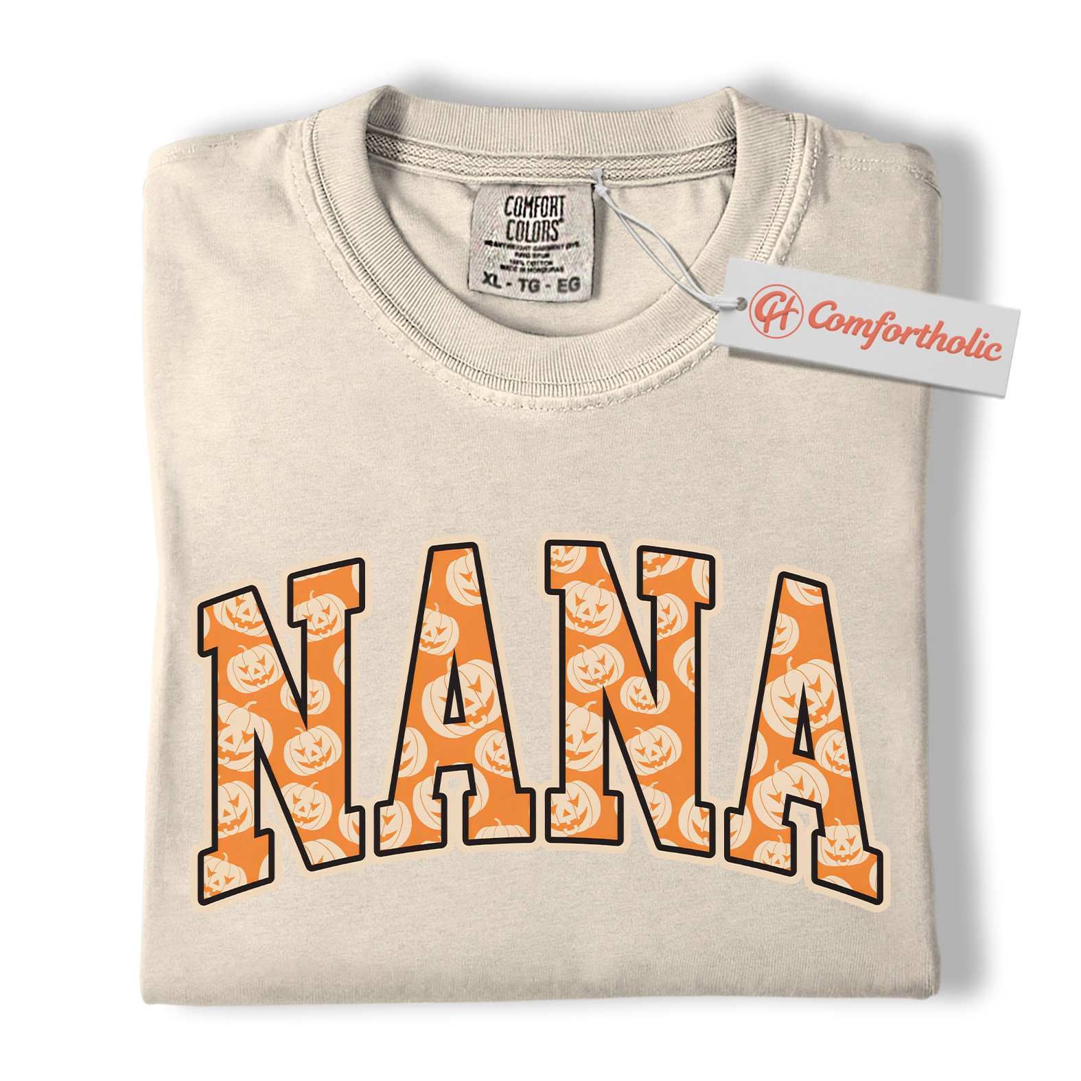 Halloween Nana Shirt, Cute Pumpkin Face T-Shirt, Fun Grandma Graphic Tee, Spooky October Gift for Nana, Fall Comfort Colors Shirt - Image 5