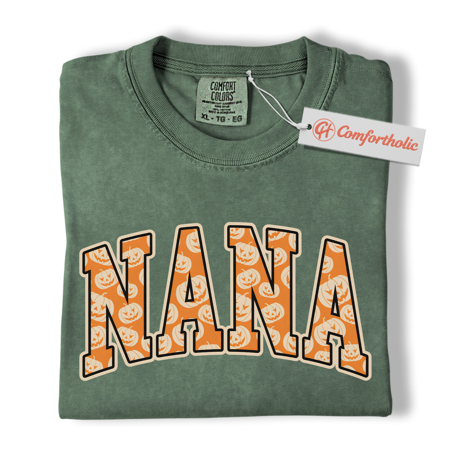 Halloween Nana Shirt, Cute Pumpkin Face T-Shirt, Fun Grandma Graphic Tee, Spooky October Gift for Nana, Fall Comfort Colors Shirt - Image 6