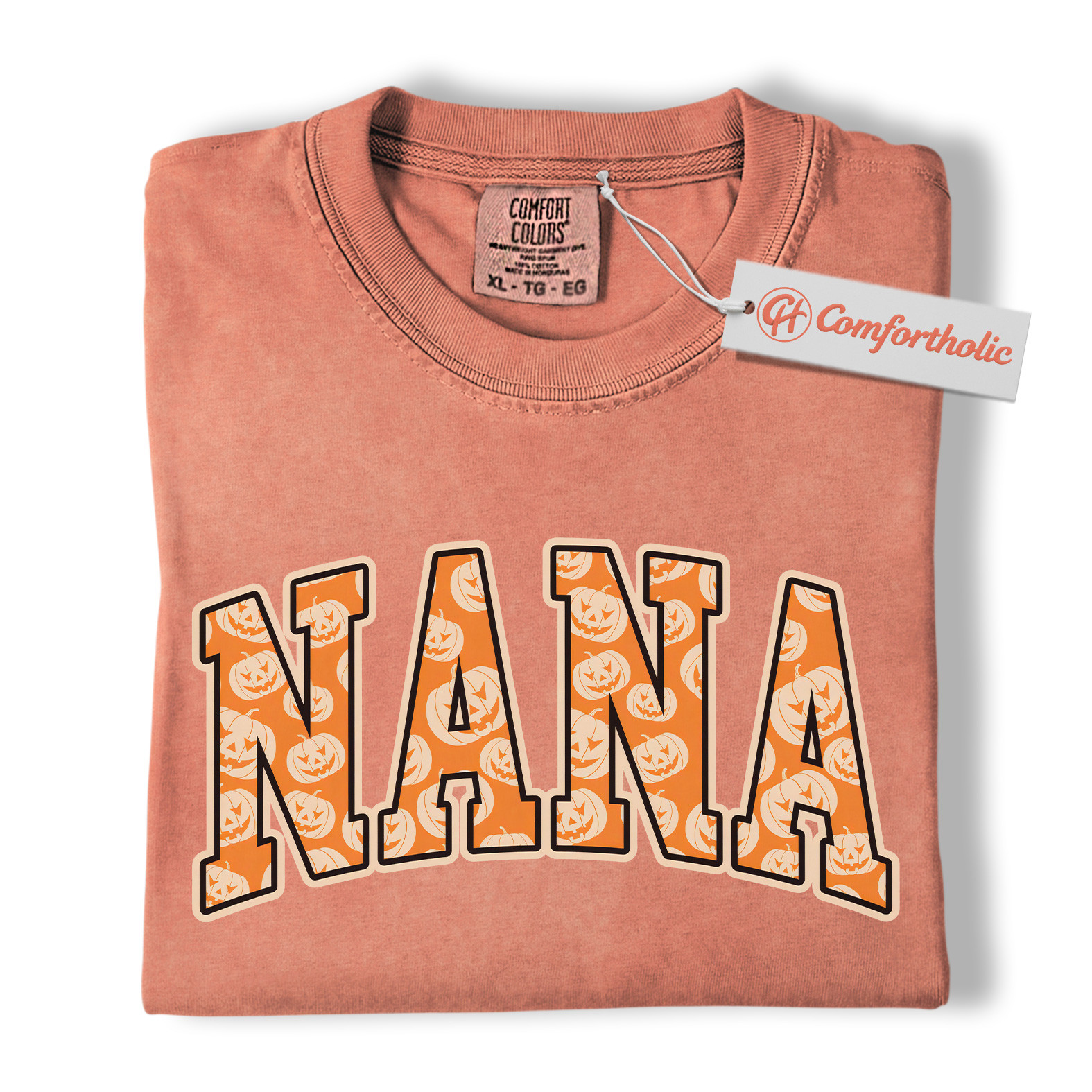 Halloween Nana Shirt, Cute Pumpkin Face T-Shirt, Fun Grandma Graphic Tee, Spooky October Gift for Nana, Fall Comfort Colors Shirt