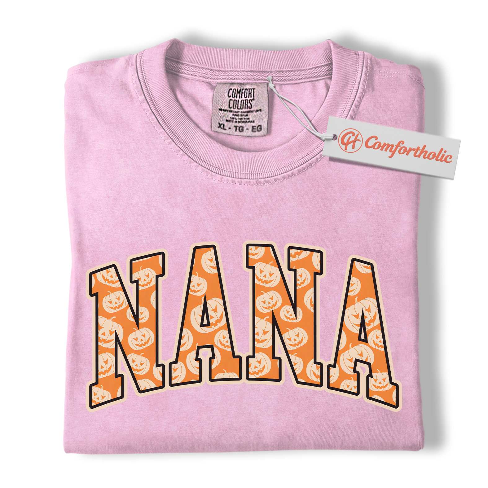 Halloween Nana Shirt, Cute Pumpkin Face T-Shirt, Fun Grandma Graphic Tee, Spooky October Gift for Nana, Fall Comfort Colors Shirt - Image 8