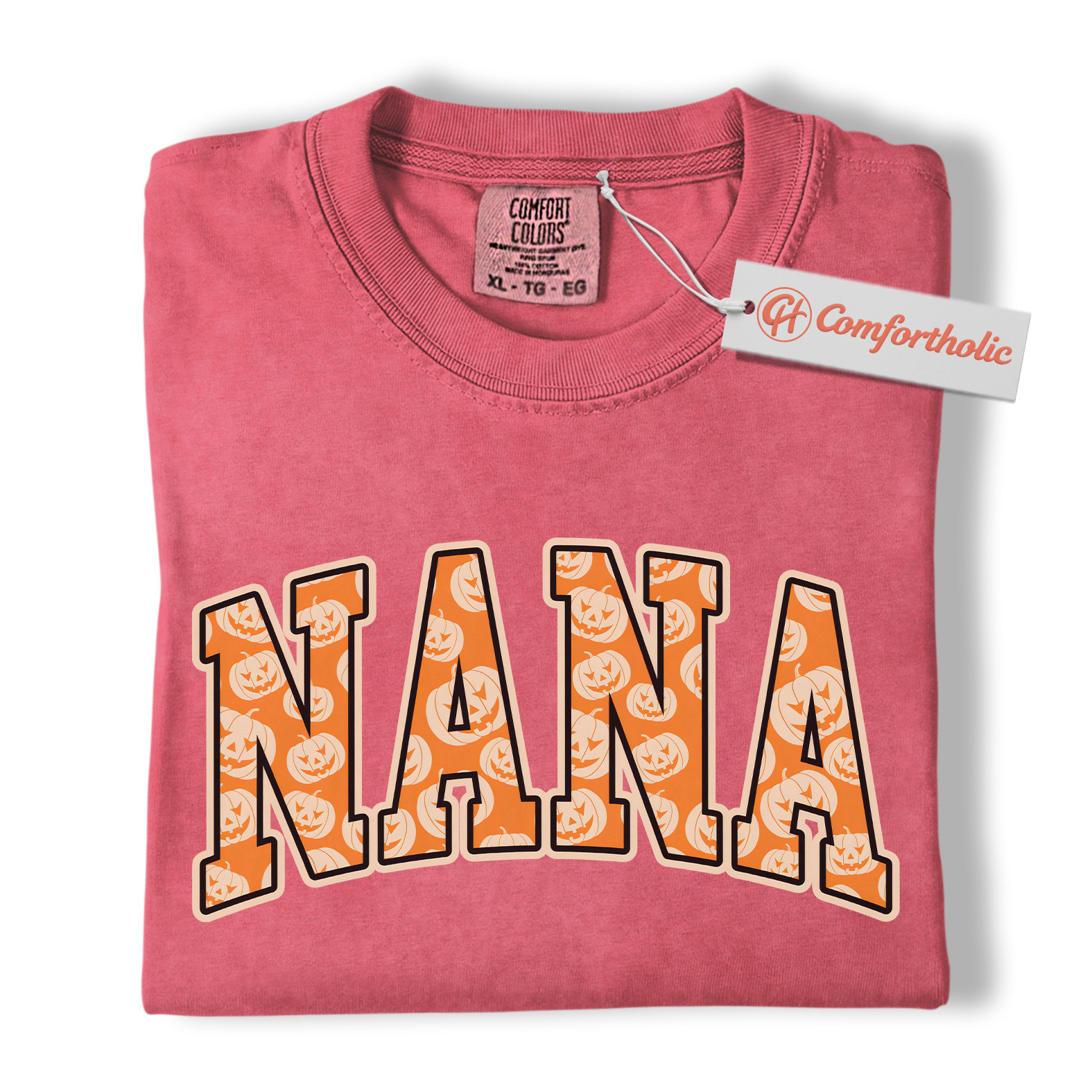 Halloween Nana Shirt, Cute Pumpkin Face T-Shirt, Fun Grandma Graphic Tee, Spooky October Gift for Nana, Fall Comfort Colors Shirt - Image 9