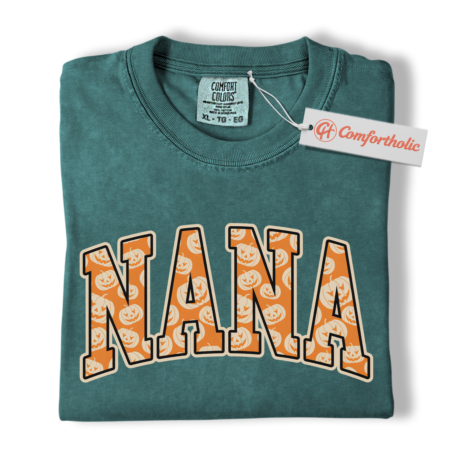 Halloween Nana Shirt, Cute Pumpkin Face T-Shirt, Fun Grandma Graphic Tee, Spooky October Gift for Nana, Fall Comfort Colors Shirt - Image 11