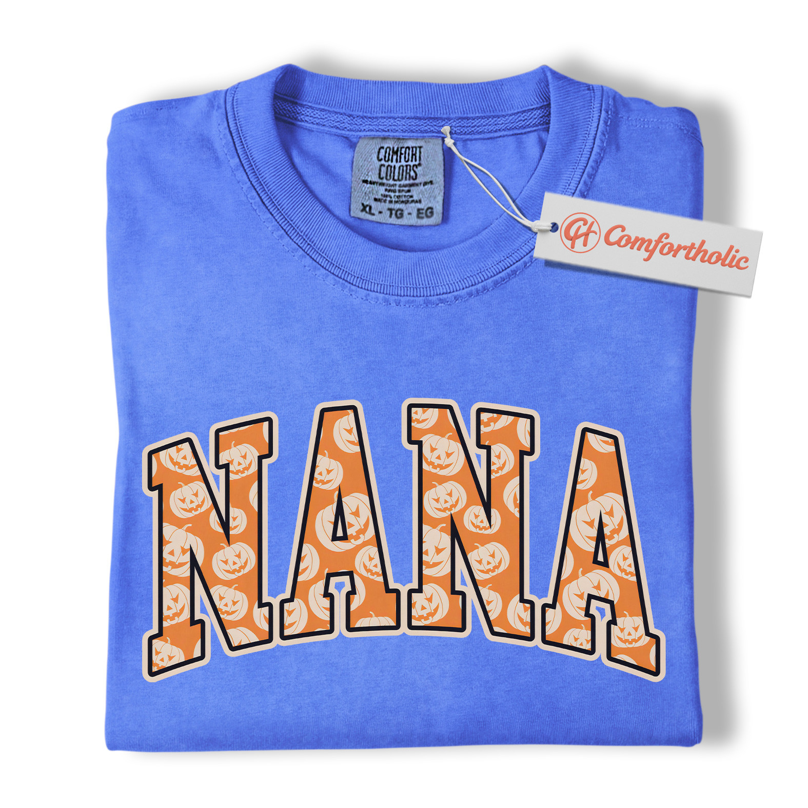 Halloween Nana Shirt, Cute Pumpkin Face T-Shirt, Fun Grandma Graphic Tee, Spooky October Gift for Nana, Fall Comfort Colors Shirt - Image 12