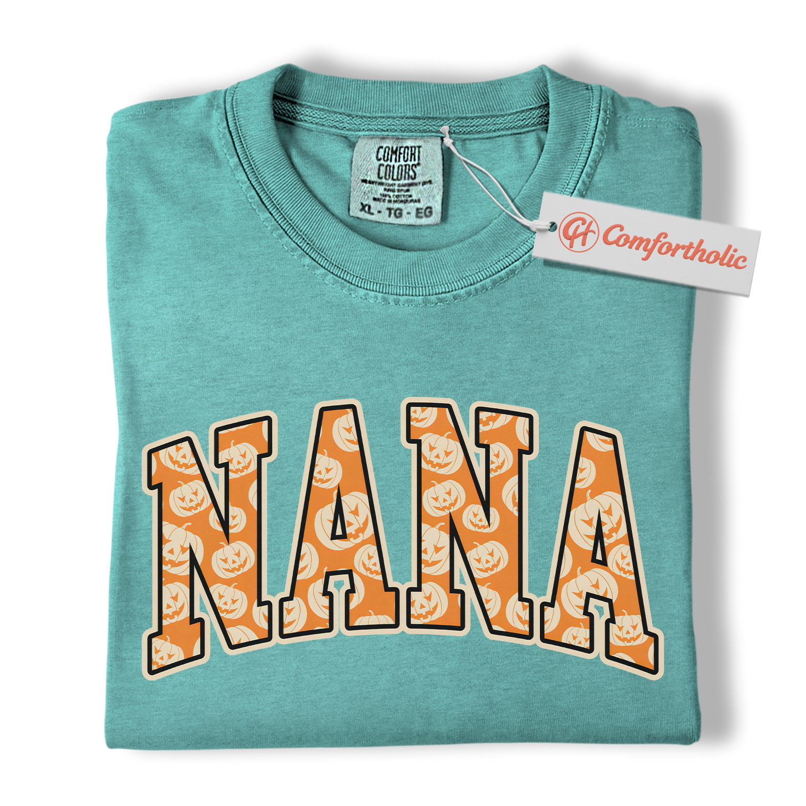 Halloween Nana Shirt, Cute Pumpkin Face T-Shirt, Fun Grandma Graphic Tee, Spooky October Gift for Nana, Fall Comfort Colors Shirt - Image 13