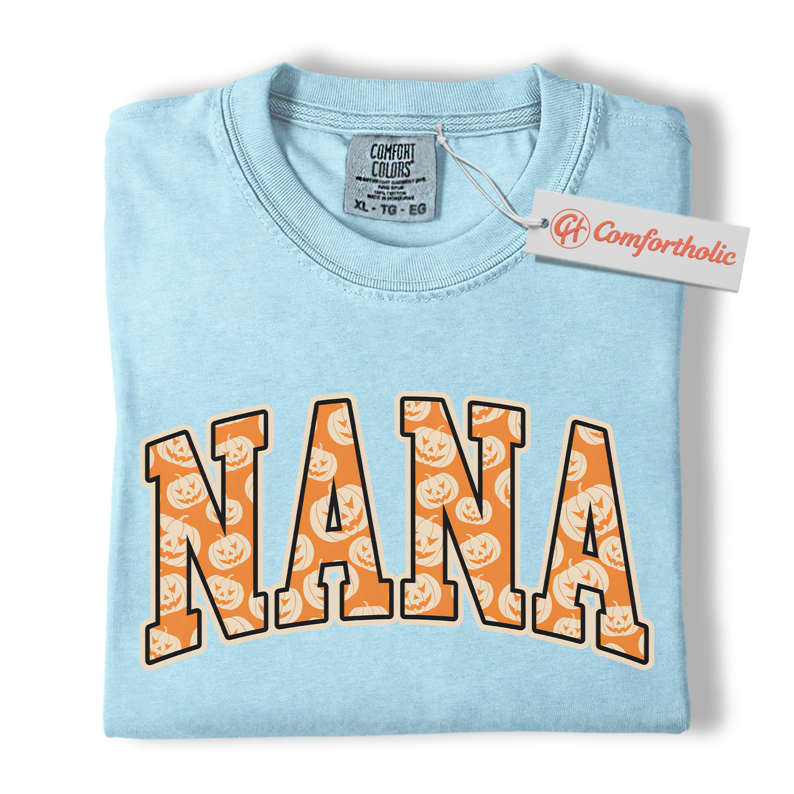 Halloween Nana Shirt, Cute Pumpkin Face T-Shirt, Fun Grandma Graphic Tee, Spooky October Gift for Nana, Fall Comfort Colors Shirt - Image 14
