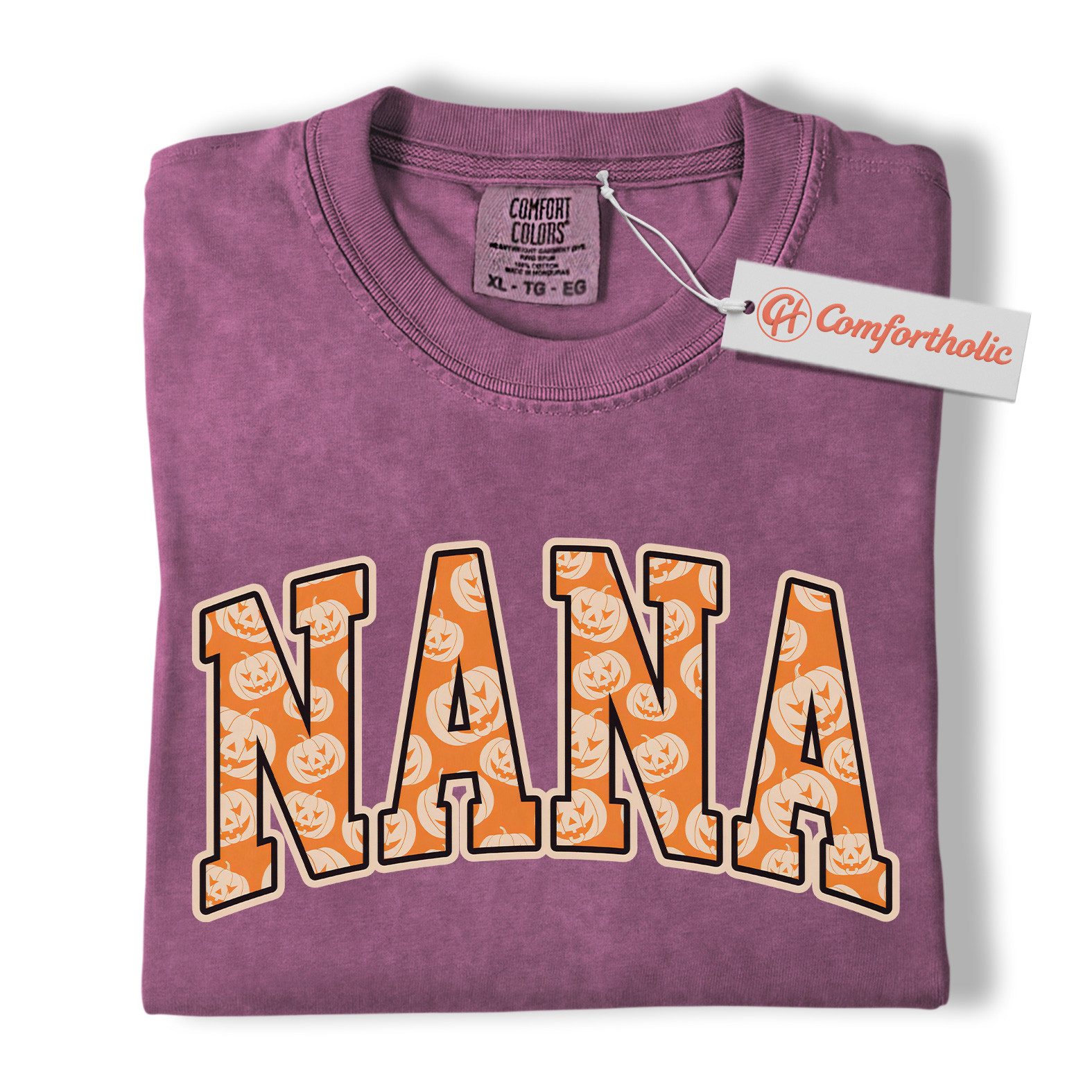 Halloween Nana Shirt, Cute Pumpkin Face T-Shirt, Fun Grandma Graphic Tee, Spooky October Gift for Nana, Fall Comfort Colors Shirt - Image 15