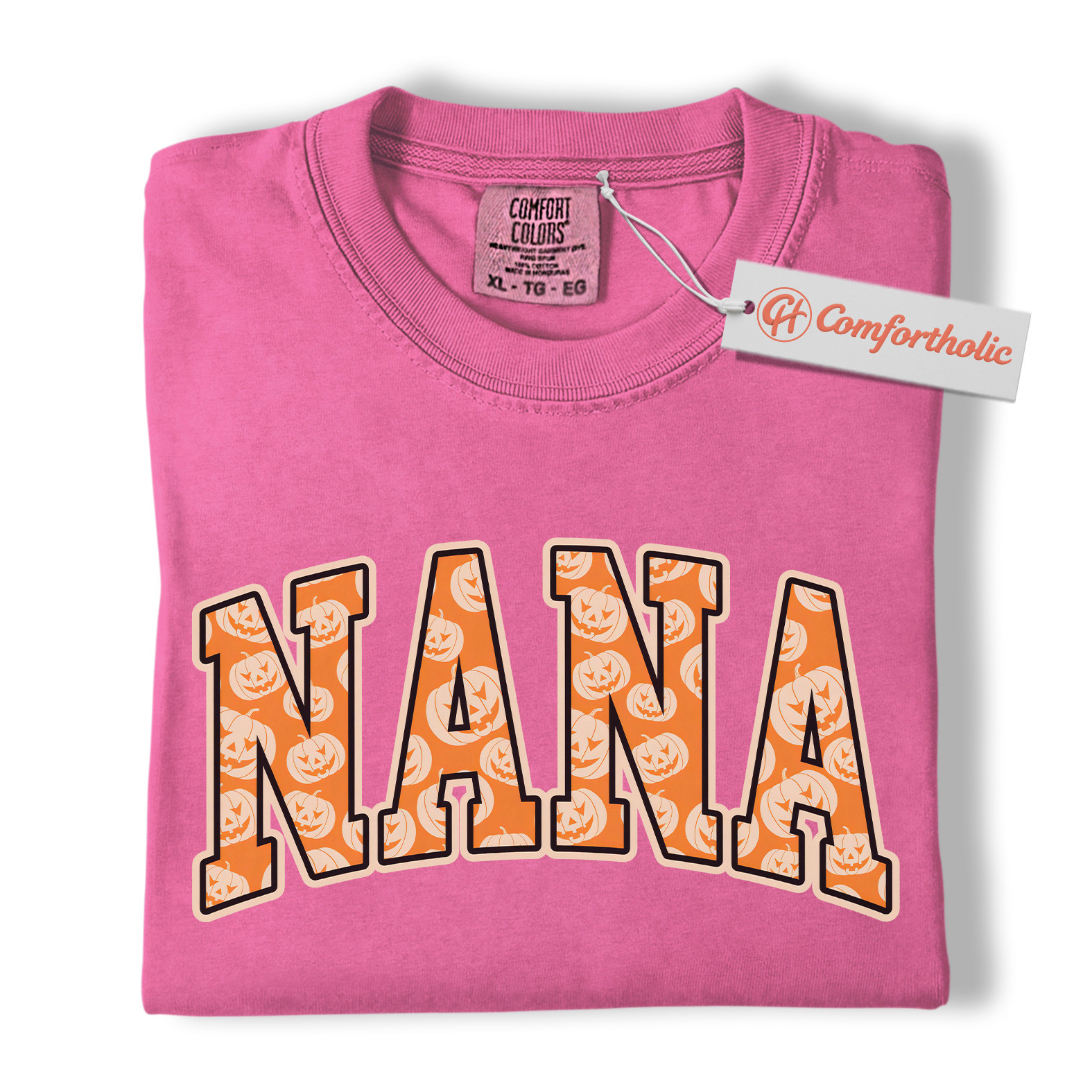 Halloween Nana Shirt, Cute Pumpkin Face T-Shirt, Fun Grandma Graphic Tee, Spooky October Gift for Nana, Fall Comfort Colors Shirt - Image 16