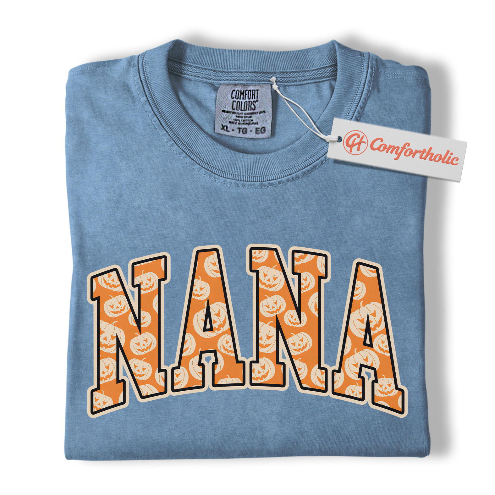 Halloween Nana Shirt, Cute Pumpkin Face T-Shirt, Fun Grandma Graphic Tee, Spooky October Gift for Nana, Fall Comfort Colors Shirt - Image 17